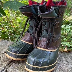 TRAILS END Duck Boots With Leather  Flannel Lined Work Shoe Outdoor Boot Size 9